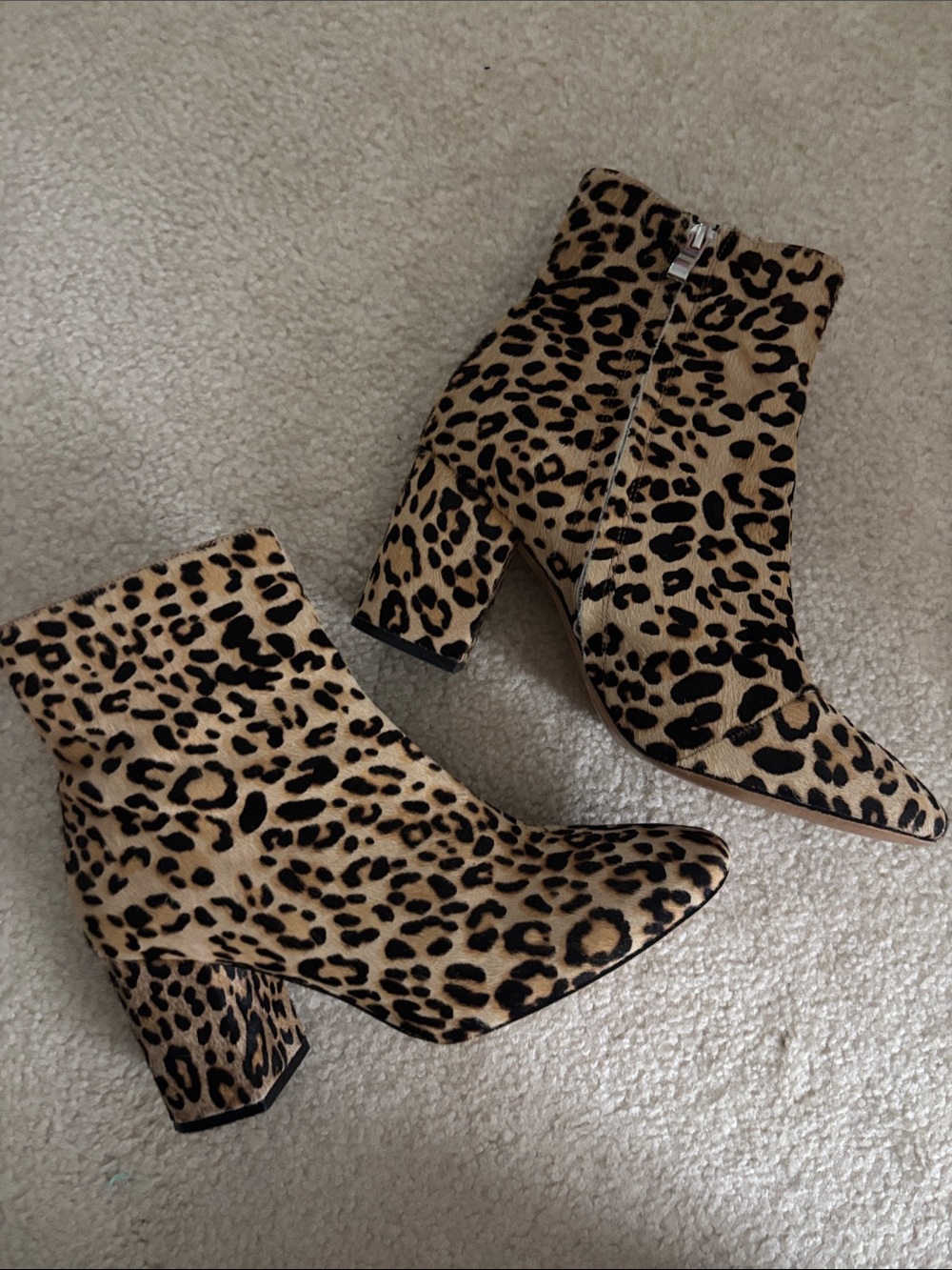 Halogen Leopard Print Block Heel Ankle Boots - Tan/Black